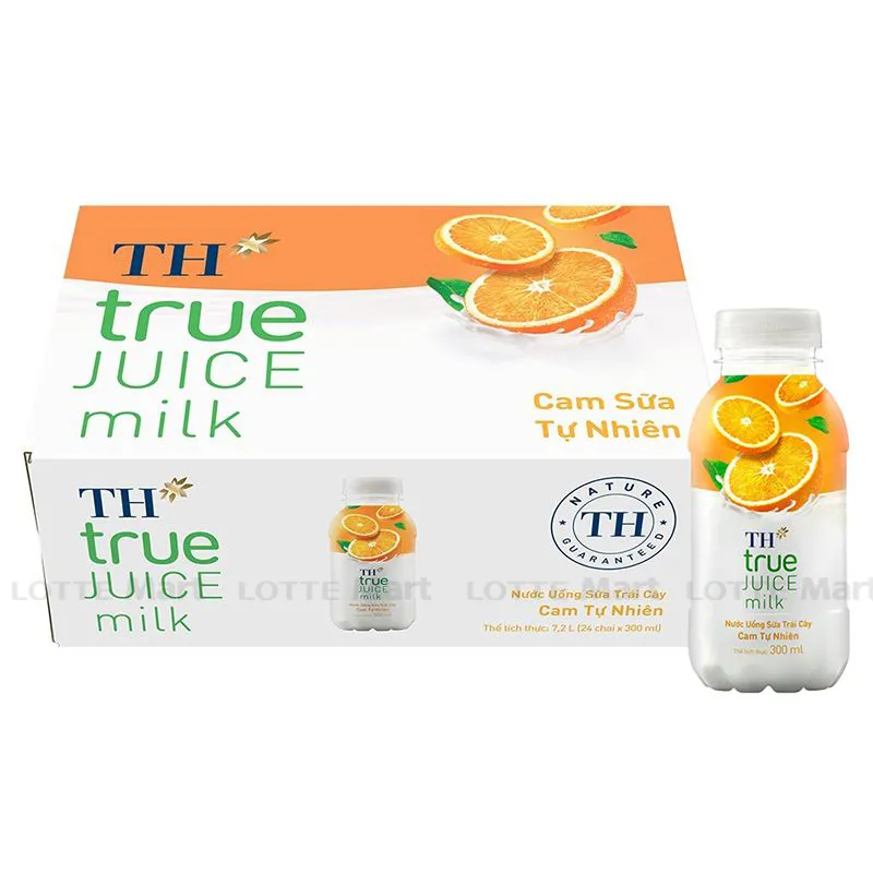 Thùng 24 Chai Nước Uống Sữa Trái Cây TH True Juice Milk Cam Tự Nhiên