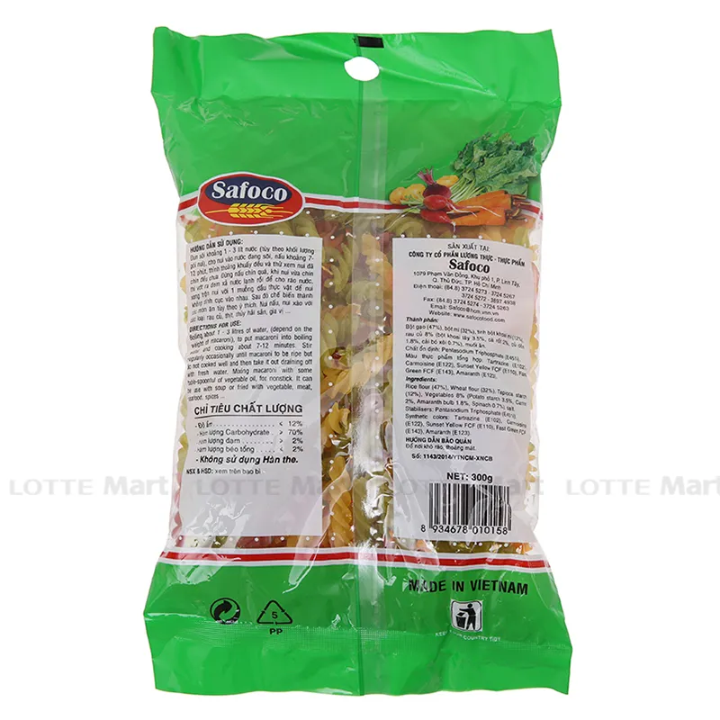 Nui Rau Củ Xoắn Safoco Gói 300g