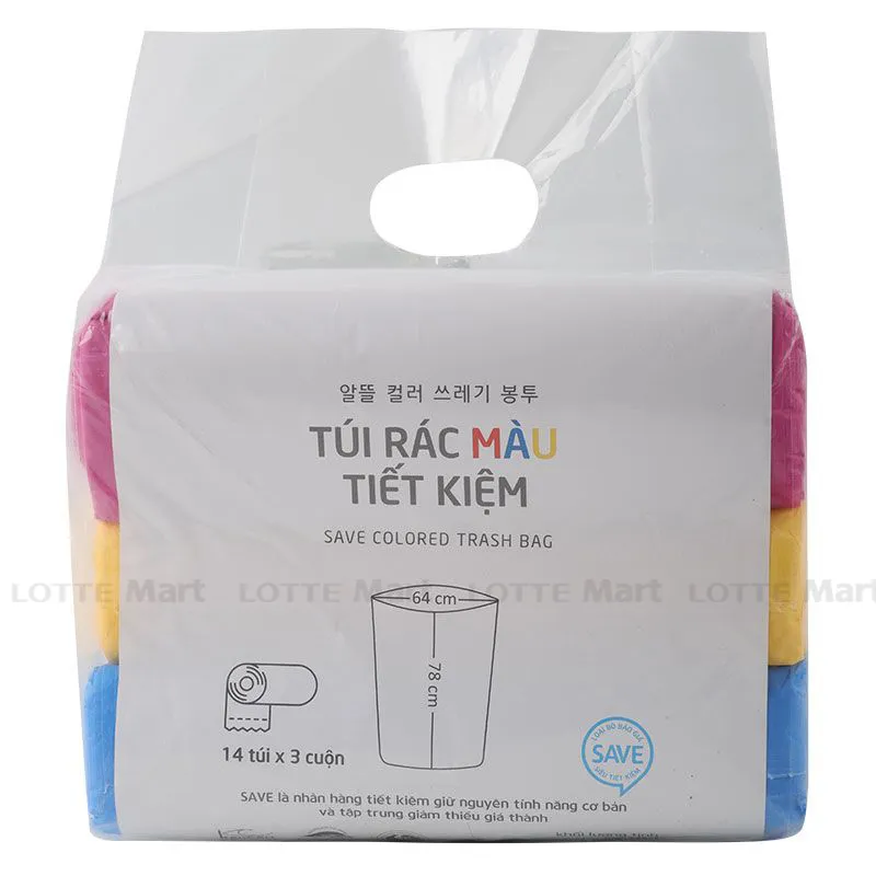 Túi Rác Màu Choice L Tiết Kiệm 14 Túi x 3 Cuộn 1kg (Giao Màu Ngẫu Nhiên)