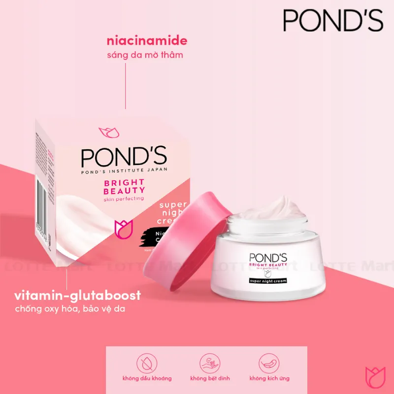 Kem Dưỡng Pond's Trắng Hồng Rạng Rỡ Ban Đêm 50g
